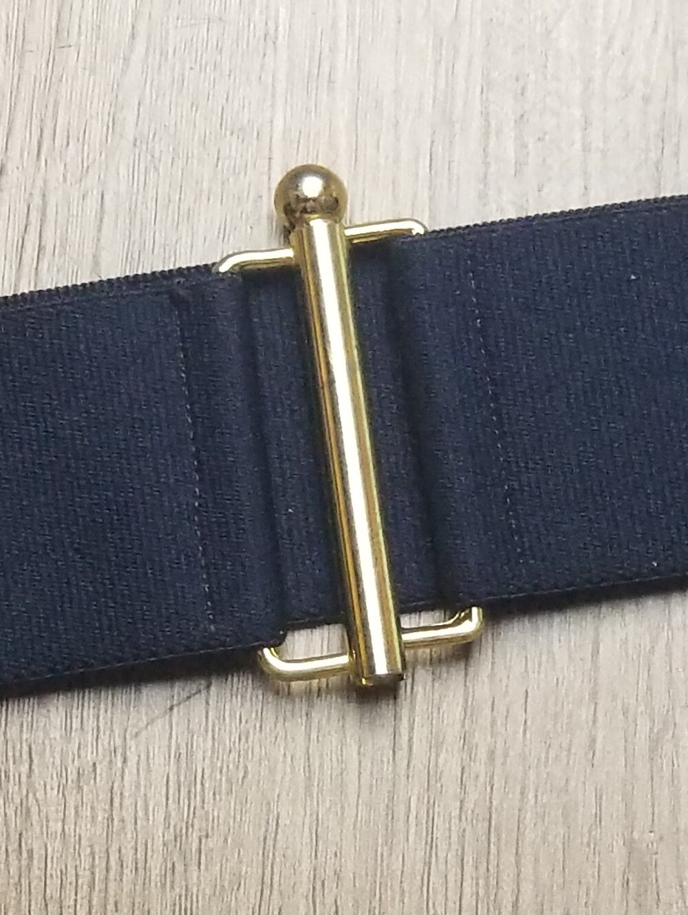 Women's Navy Stretchy Elastic Waist Belt with Gold Slide Buckle